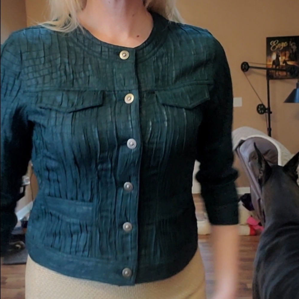 Ruby Rd Hunter Green Crop Jacket Size 10 - Picture 8 of 8